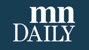 The mn daily logo on a blue background.