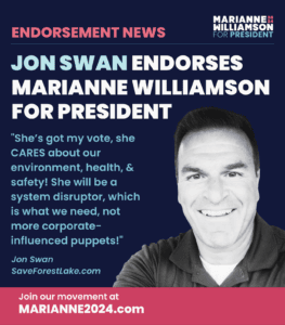 Jon swan endorses marianne williams for president.